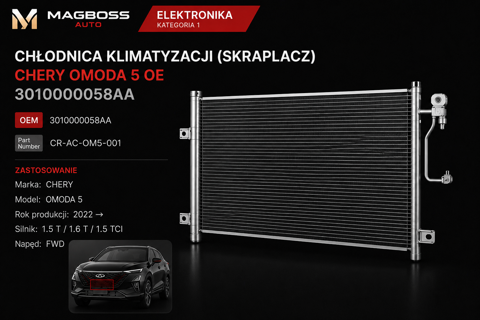 Klimakondensator CHERY OMODA 5 OE 301000058AA - Miniaturansicht 3