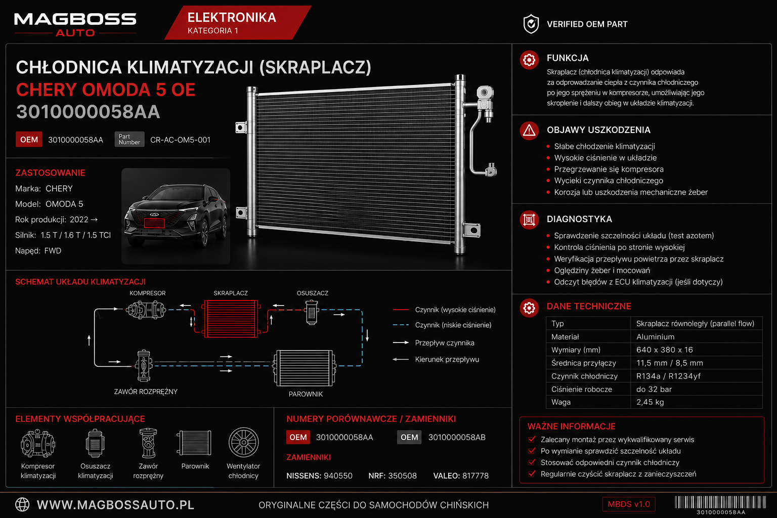 Klimakondensator CHERY OMODA 5 OE 301000058AA - Miniaturansicht 4