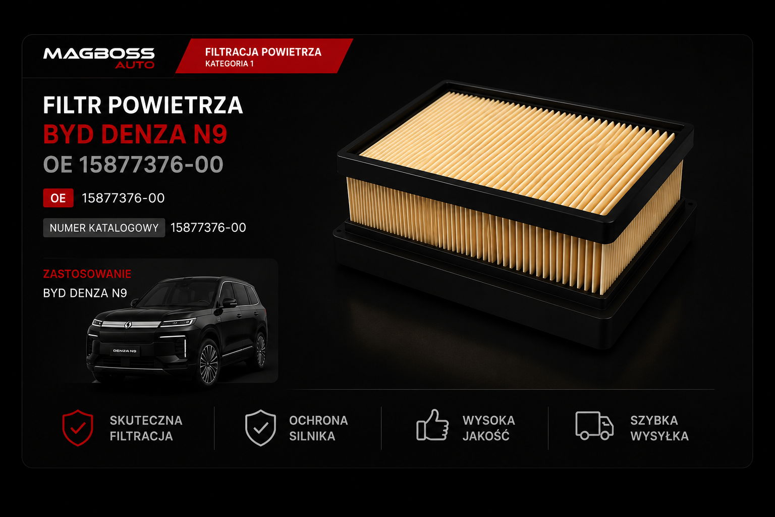 Filtr powietrza DENZA N9 OE 15877376-00 - miniaturka 2